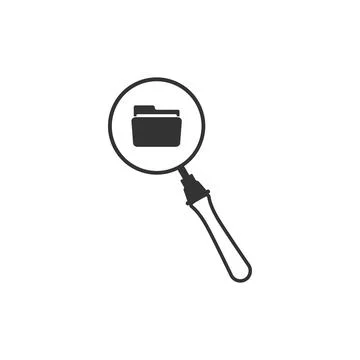 Search concept with folder icon isolated. Magnifying glass and document. Data イラスト素材