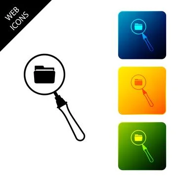Search concept with folder icon isolated. Magnifying glass and document. Data Illustrazione stock
