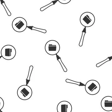 Search concept with folder icon seamless pattern on white background. Magnifying Stock Illustration