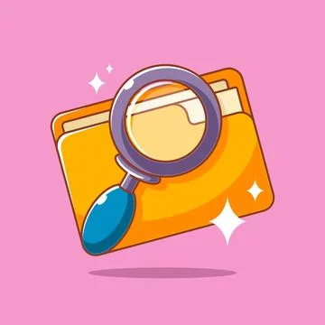 Search concept yellow folder and magnifier icons Stock Illustration