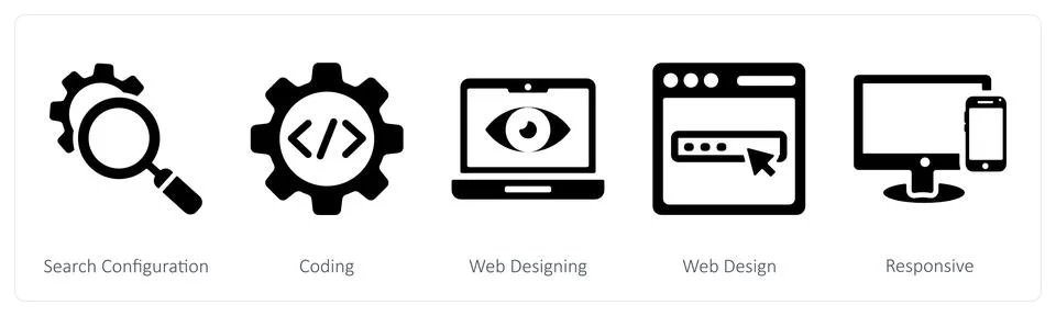 Search configuration, coding, web designin Stock-Illustration