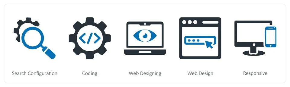 Search configuration, coding, web designin Stock Illustration