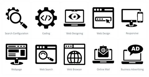 Search configuration, coding, web designing Illustrazione stock