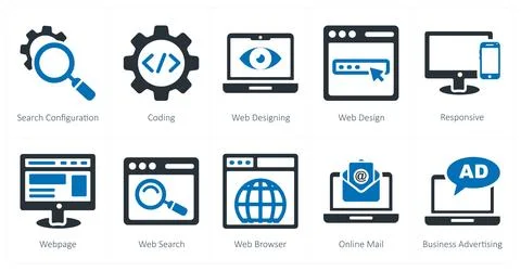 Search configuration, coding, web designing Stock-Illustration