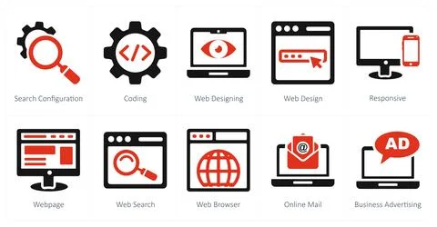 Search configuration, coding, web designing Stock-Illustration