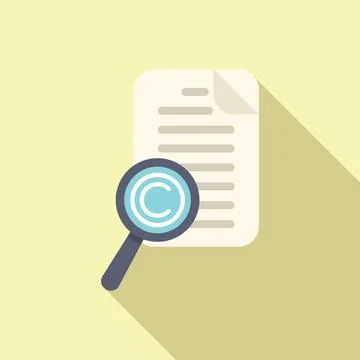 Search copyright document icon flat vector. Online agreement protection Stock Illustration