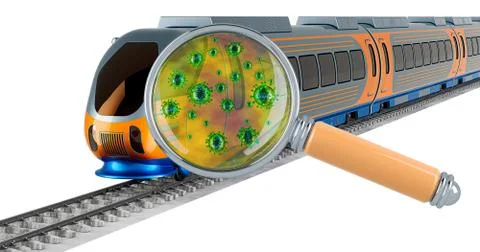 Search coronavirus in train, 3D rendering イラスト素材