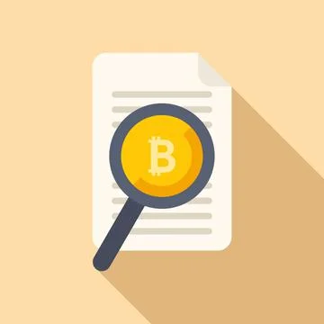 Search cryptocurrency icon flat vector. Bitcoin money イラスト素材