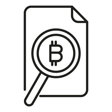 Search cryptocurrency icon outline vector. Bitcoin money Ilustración de archivo