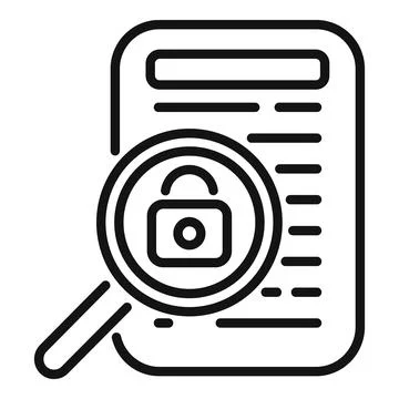 Search data protect icon outline vector. Document procedure Stock Illustration