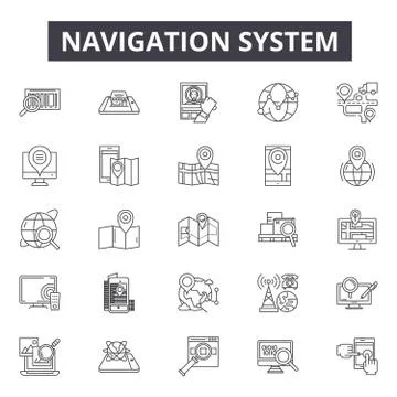 Search, detection, navigation system line icons, signs, vector set, linear Stock Illustration
