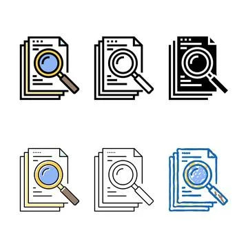 Search document file stylized color icon vector Stock Illustration
