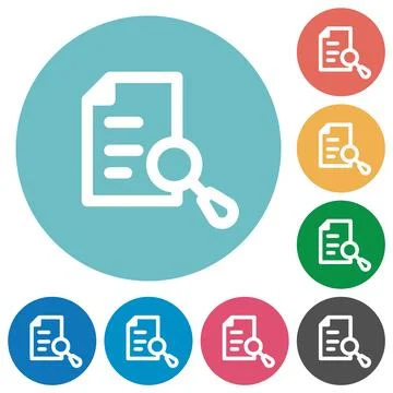 Search document flat round icons Illustrazione stock