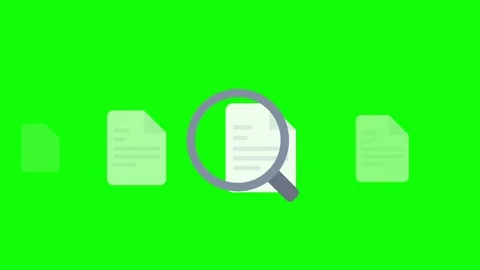 Search on Document Icon on green screen 2D animation (Chroma key) Stock Footage 308431604