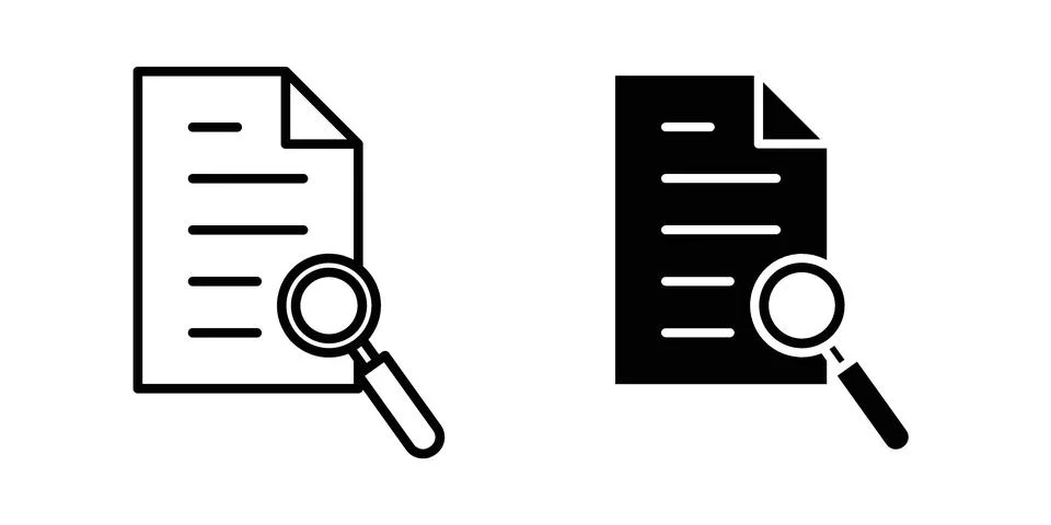 Search document icon vectors. Illustrations in black Stock Illustration