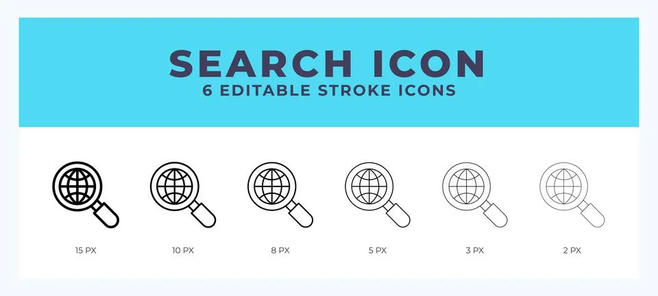 Search editable line icon. Vector illustration with different stroke. Illustrazione stock
