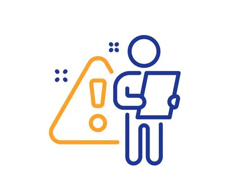 Search employee line icon. Interview warning sign. Vector Stock Illustration