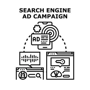 Search engine ad campaign planning digital marketing strategy Stock Illustration