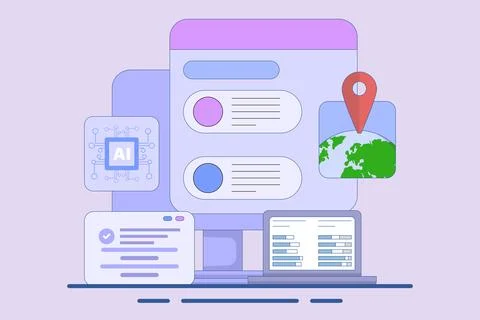 Search engine AI Assistance Concept Stock Illustration
