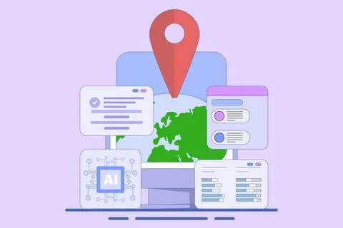 Search engine AI Assistance Concept Stock Illustration