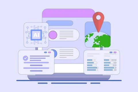 Search engine AI Assistance Concept Stock Illustration
