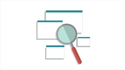 Search engine amount web pages. Animation with magnifying glass Stock Footage 154348786