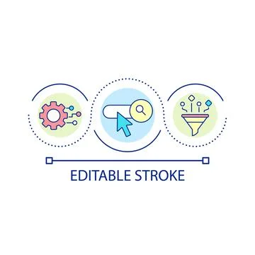 Search engine automated process loop concept icon Stock Illustration