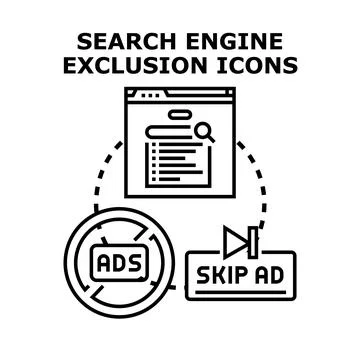 Search engine exclusion concept, blocking ads online Stock Illustration