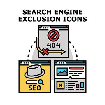 Search engine exclusion concept for website unindexing Stock Illustration