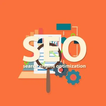 Search engine flat illustration with magnifying glass. Eps10 Stock Illustration