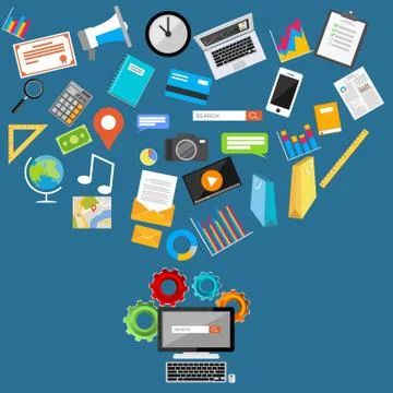 Search engine illustration. Flat design illustration concepts for internet co Stock Illustration