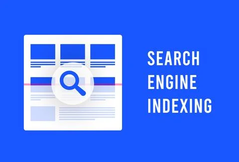 Search engine indexing concept. Crawler bot scanning website in parts, indexed Stock Illustration