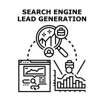 Search engine lead generation process for business growth Stock Illustration