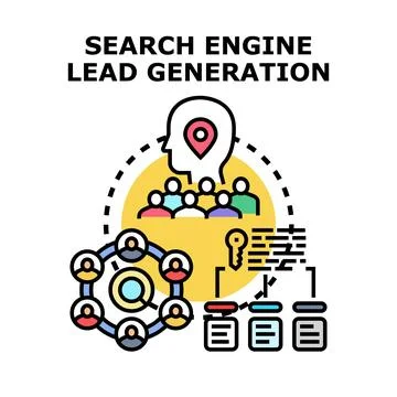 Search engine lead generation strategy planning vector Stock Illustration