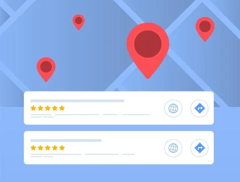 Search Engine Local Map Pack concept. The map segment in local search engine Stock Illustration