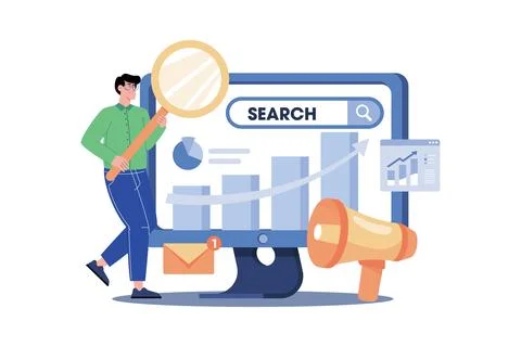A Search Engine Marketer Manages Ad Campaigns Stock Illustration