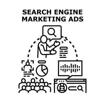 Search engine marketing ads strategy presentation Stock Illustration