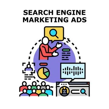 Search engine marketing ads strategy presentation 库存插图