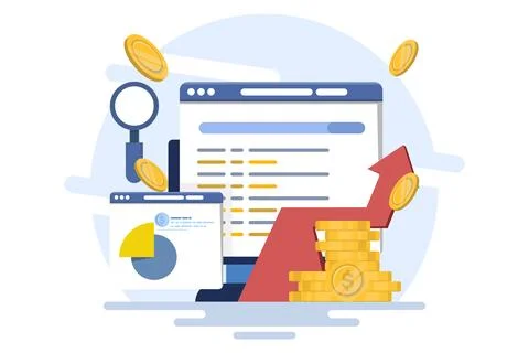 Search engine marketing analysis concept, Data marketing. Stock Illustration