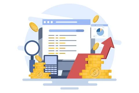 Search engine marketing analysis concept, Data marketing. Stock Illustration