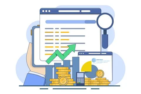 Search engine marketing analysis concept, Data marketing. Stock Illustration