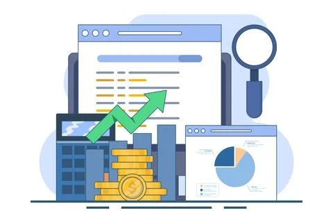 Search engine marketing analysis concept, Data marketing. Stock Illustration
