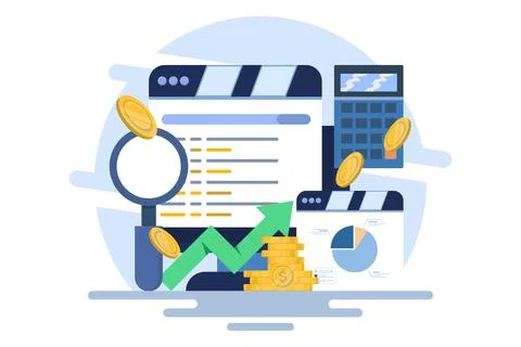 Search engine marketing analysis concept, Data marketing. 스톡 일러스트