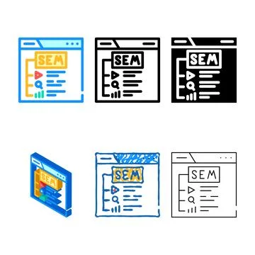 Search engine marketing forms sem seo color icon vector Stock Illustration