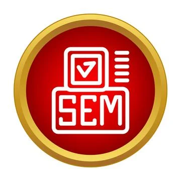 Search engine marketing sem icon on red button 스톡 일러스트