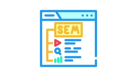 Search engine marketing sem seo color icon animation Stock Footage 327264103