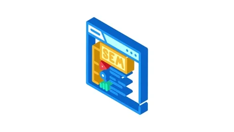 Search engine marketing sem seo isometric icon animation Stock Footage 327286121