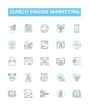 Search engine marketing vector line icons set. SEM, SEO, Advertising, PPC Illustrazione stock