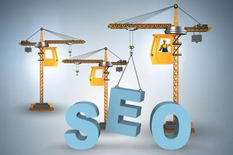 Search engine optimisation concept with crane Stock Illustration