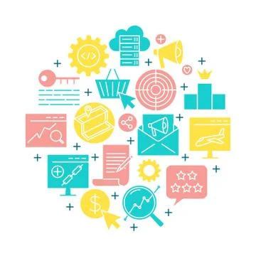 Search engine optimization banner in flat style Stock Illustration